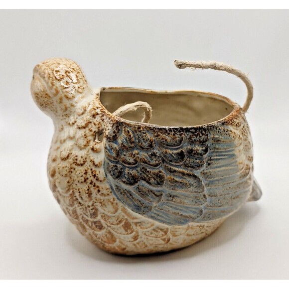 Vintage Pottery BIRD HEN String Twine Holder Folk Art Hand Painted - Picture 3 of 8